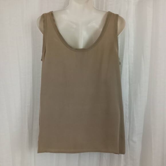 Dana B & Karen 100% Silk Tank Top SZ 8 M Tan Beige Sleeveless Layering Shell - Picture 4 of 6
